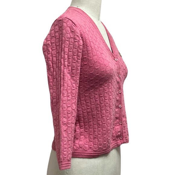 Monte Carlo Collection Magna Wool Honeycomb Cardigan in Pink - Picture 2 of 12